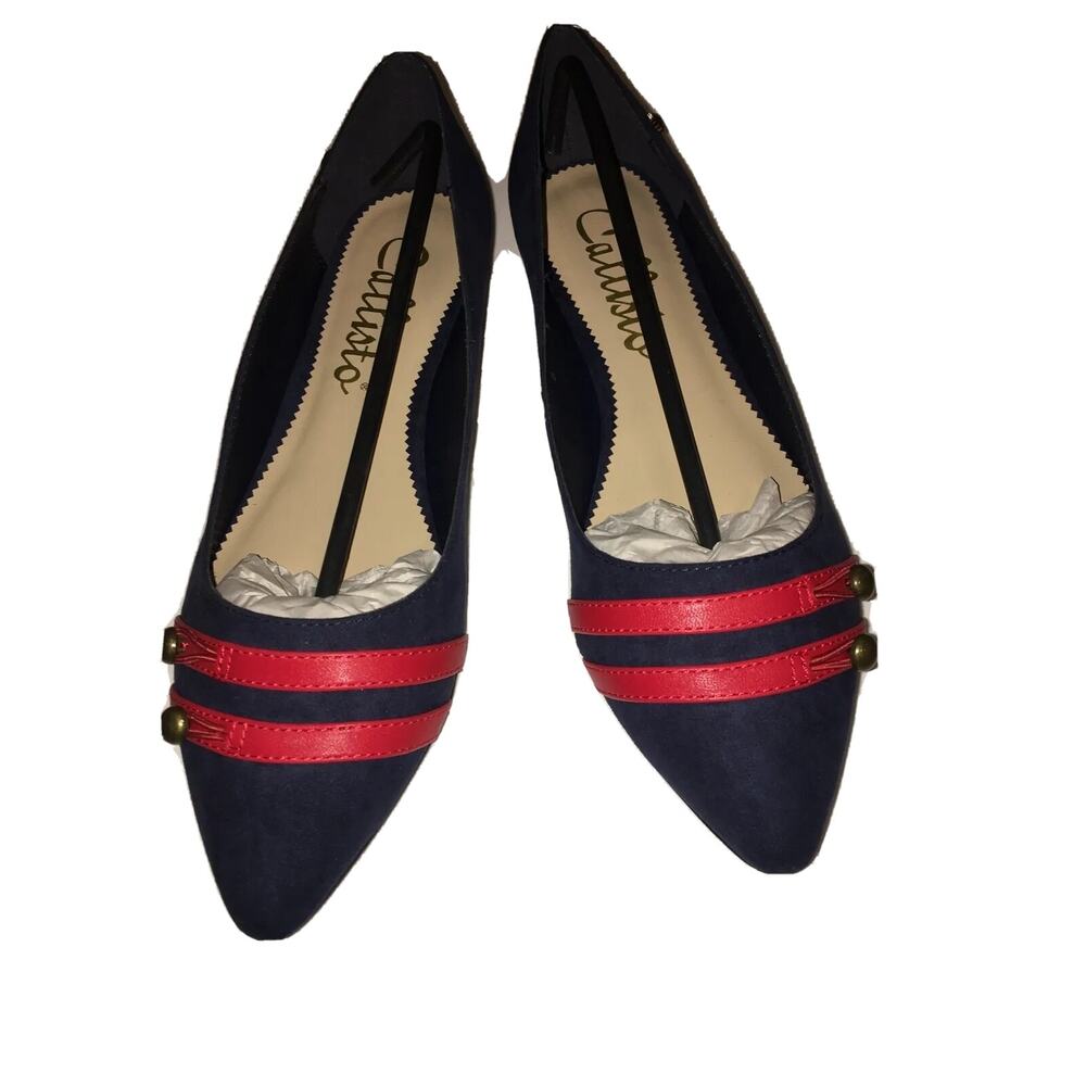 Callisto Women's Bookstore Ballet Flat, Navy Suede, Size 8